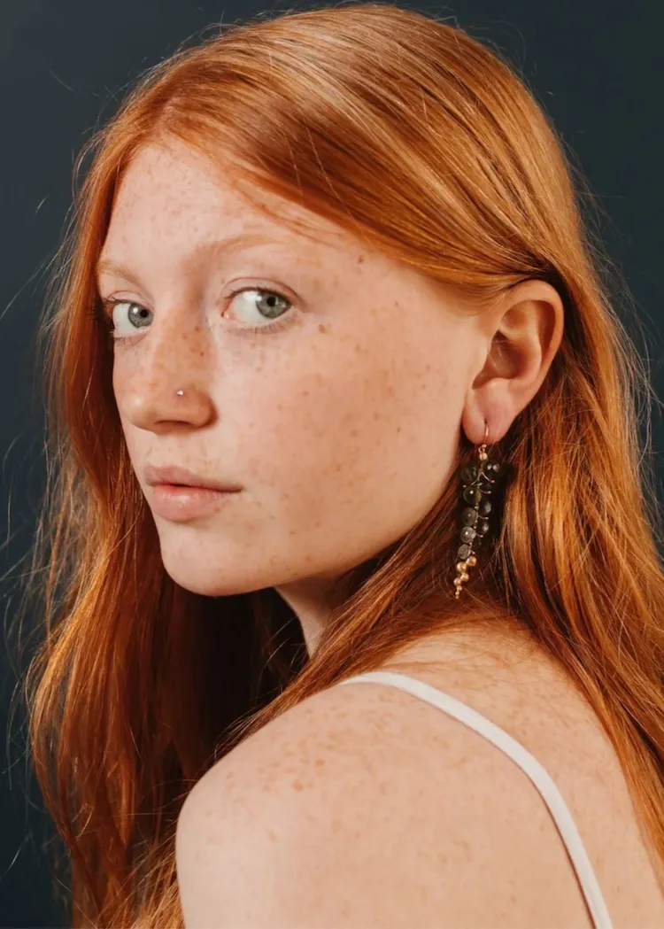 Rachel Atherley | Large Caviar Earring in 14k Gold   Moss Aquamarine