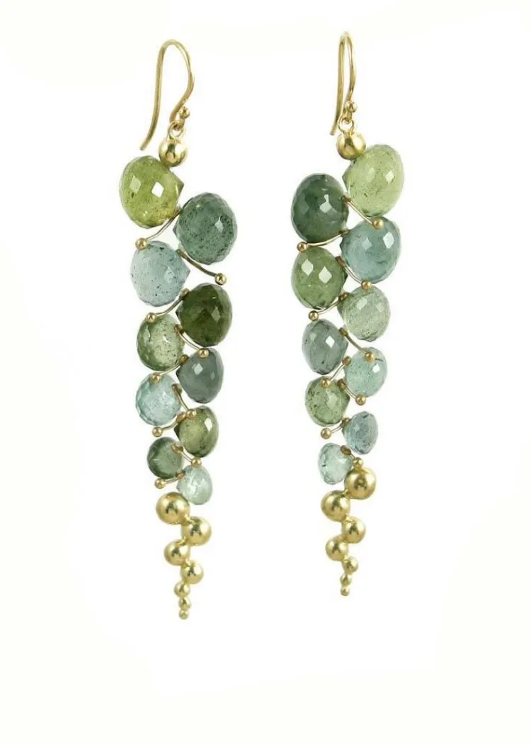 Rachel Atherley | Large Caviar Earring in 14k Gold   Moss Aquamarine