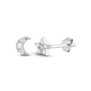 Rhodium plated 925 silver earrings assembled with white zirconium oxide
