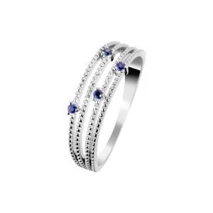 Rhodium plated 925 silver ring assembled with blue sapphire