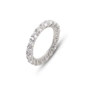 Rhodium plated 925 silver ring assembled with white quartz