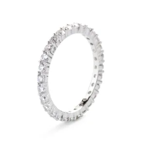 Rhodium plated 925 silver ring assembled with zirconium oxide