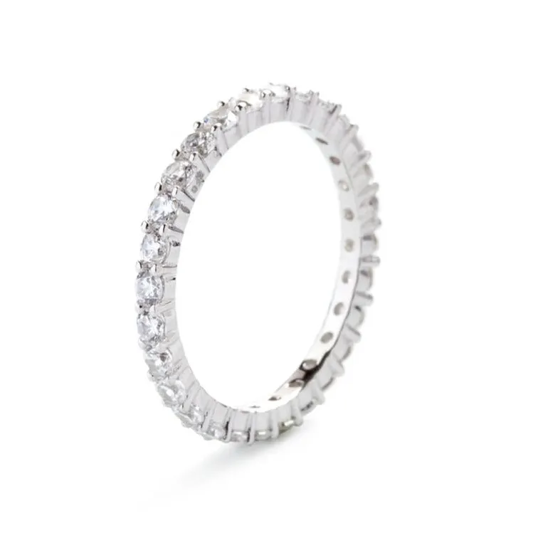 Rhodium plated 925 silver ring assembled with zirconium oxide