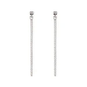 Rhodium Plated Crystal Linear Drop Earrings