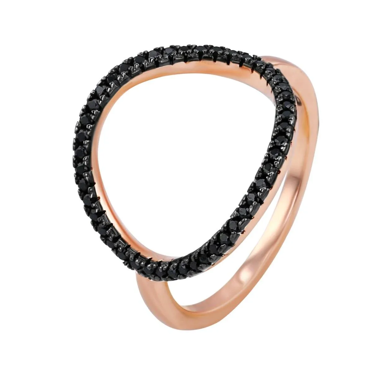 Ring in 925 silver gilded with 18k rose gold assembled with black zirconium oxide