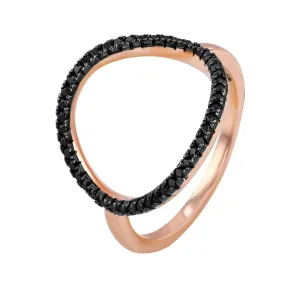 Ring in 925 silver gilded with 18k rose gold assembled with black zirconium oxide