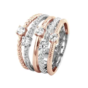 Ring in 925 Silver plated with Rhodium and 18k Rose Gold assembled with Zirconium Oxide