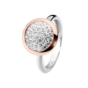 Ring in 925 Silver plated with Rhodium and 18k Rose Gold assembled with Zirconium Oxide