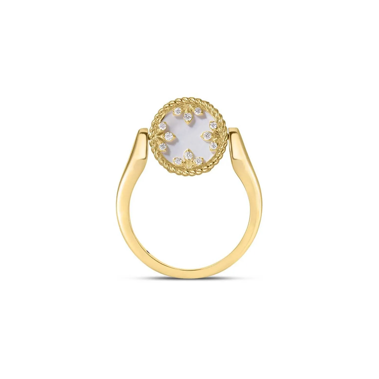 Roberto Coin Venetian Medallion Mother of Pearl and Diamond Reversible Ring in 18K Yellow Gold
