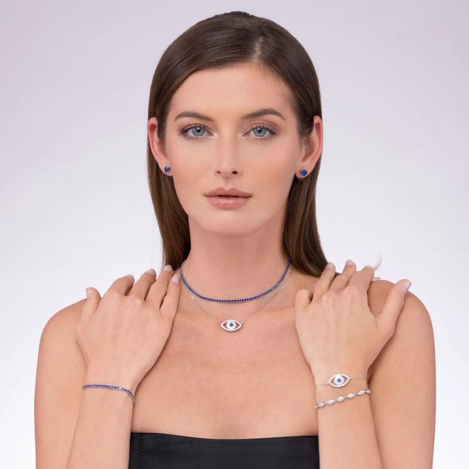 Rock Star 2 Carat Diamond Crystalline Studs in Blue Sapphire