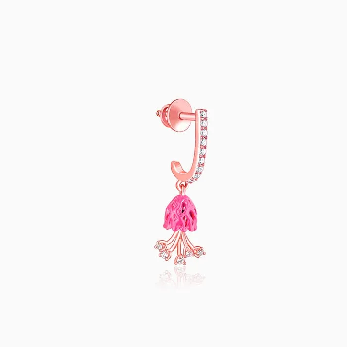 Rose Gold Brahma Kamal Bud Hoop Danglers