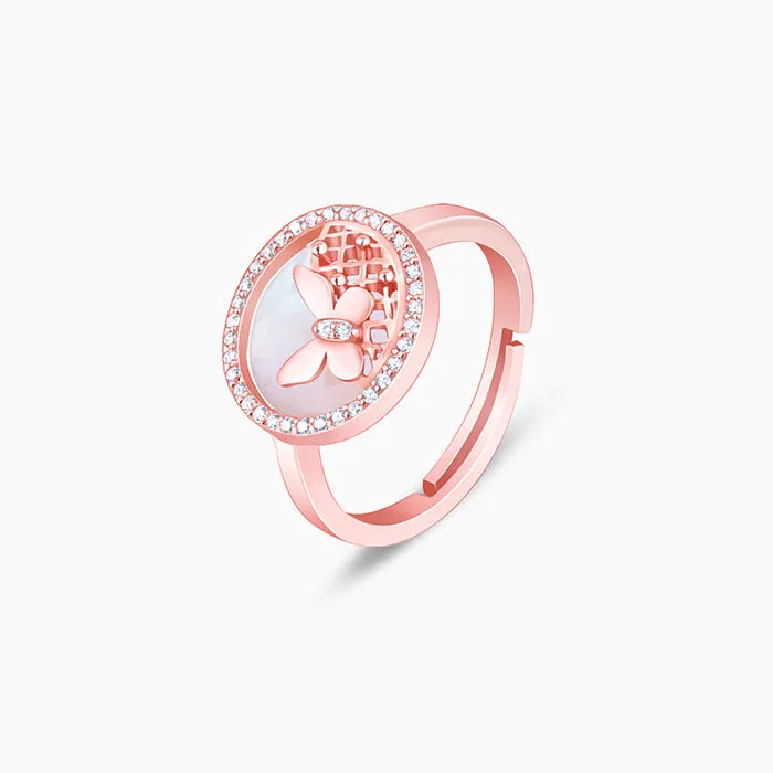 Rose Gold Filigree Butterfly Ring