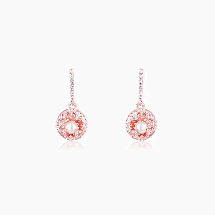 Rose Gold Filigree Pearl Grace Earrings