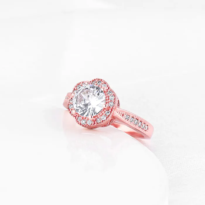 Rose Gold Floral Shine Ring