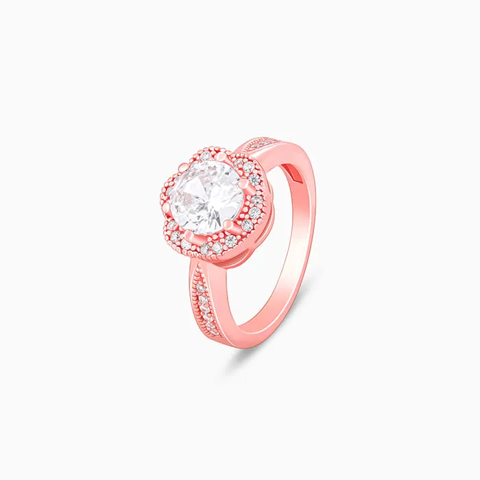 Rose Gold Floral Shine Ring