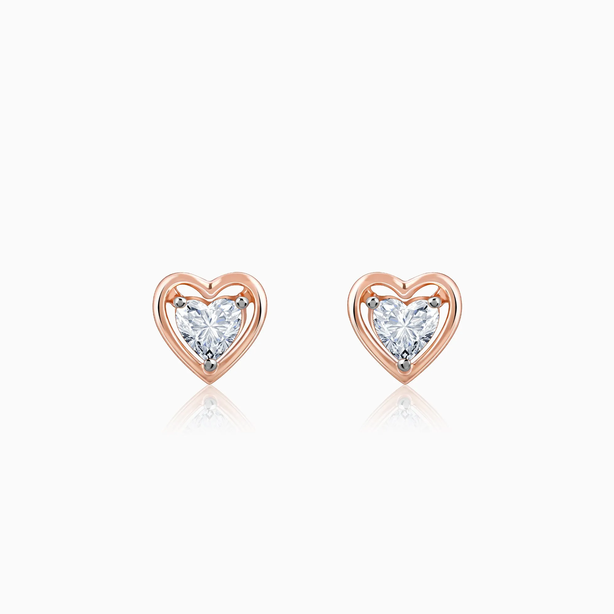 Rose Gold Heart Throb Diamond Earrings