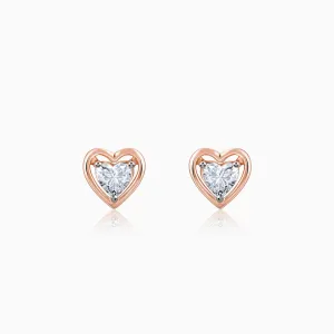 Rose Gold Heart Throb Diamond Earrings