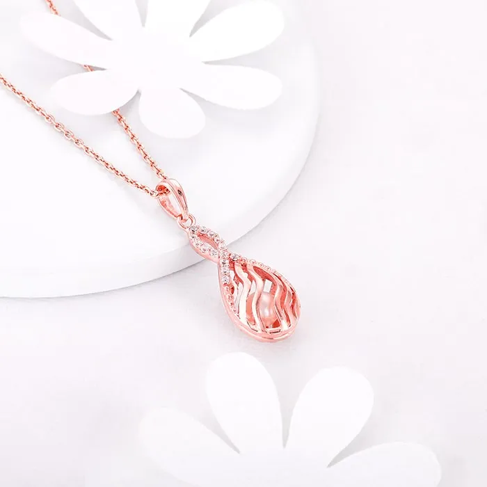 Rose Gold Pious Love Pendant With Link Chain