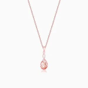 Rose Gold Pious Love Pendant With Link Chain