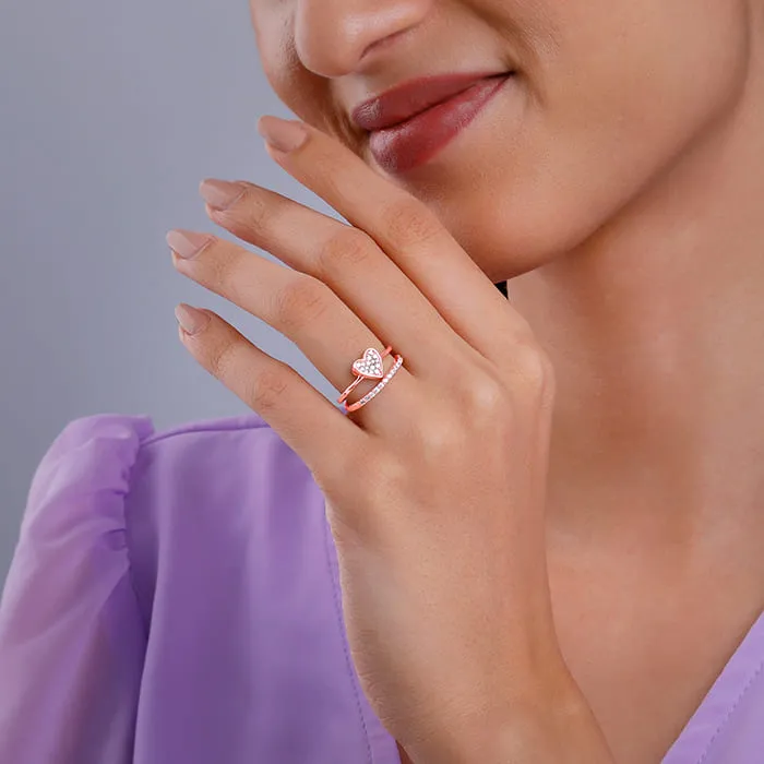 Rose Gold Zirconia Heart Ring