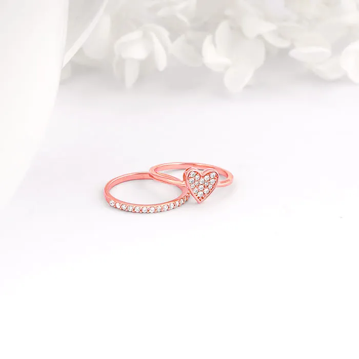 Rose Gold Zirconia Heart Ring