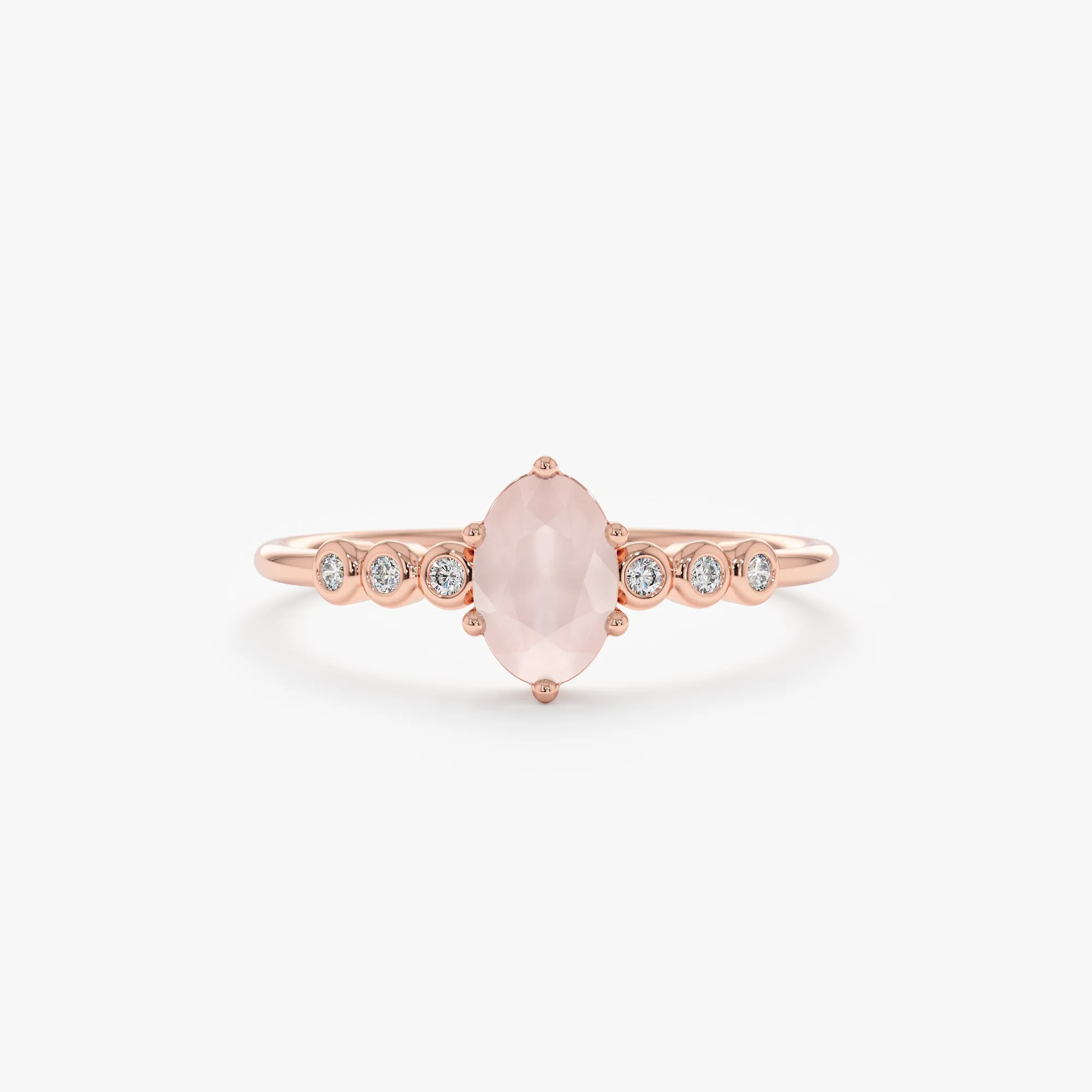 Rose Quartz and Diamond Engagement Ring, Genevieve