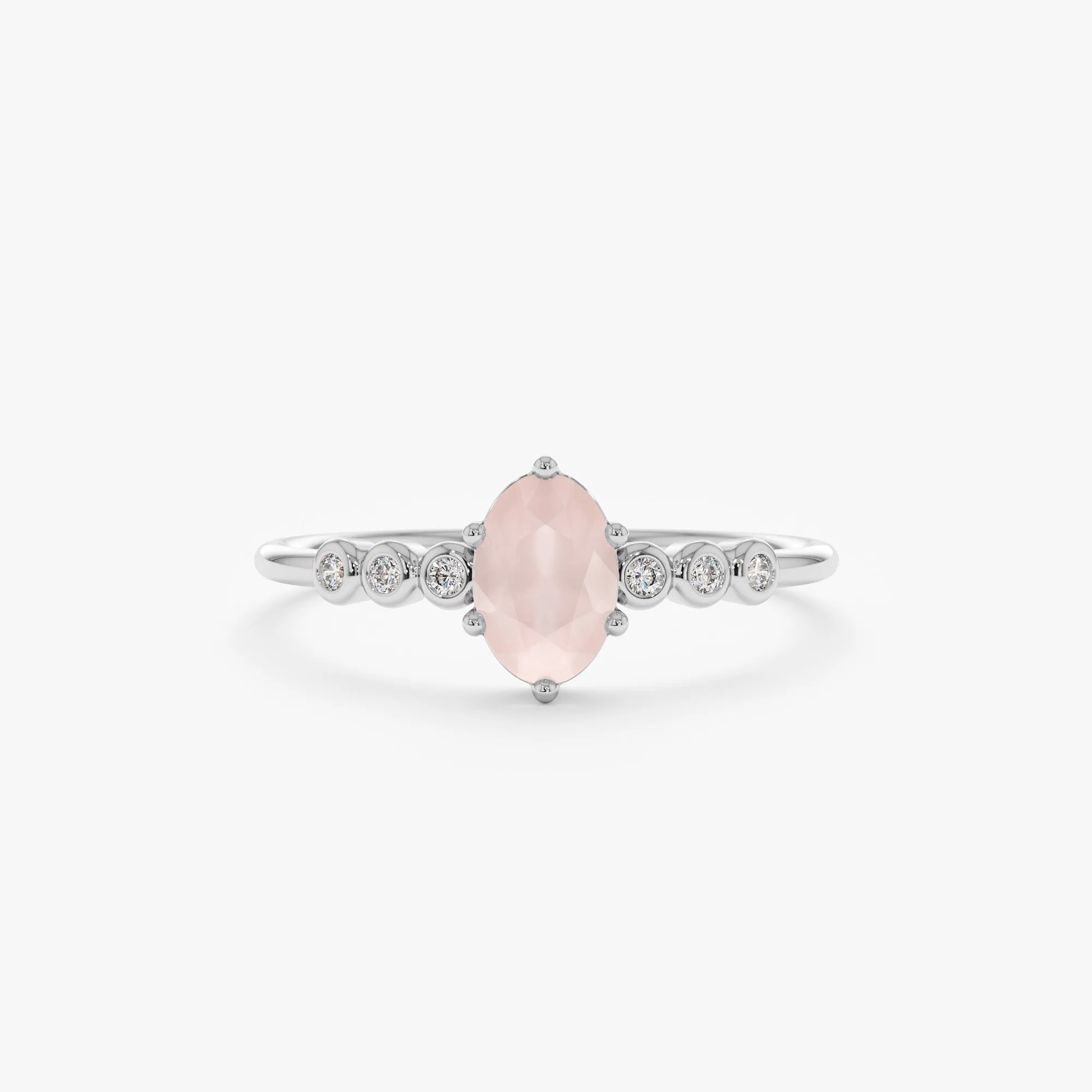 Rose Quartz and Diamond Engagement Ring, Genevieve