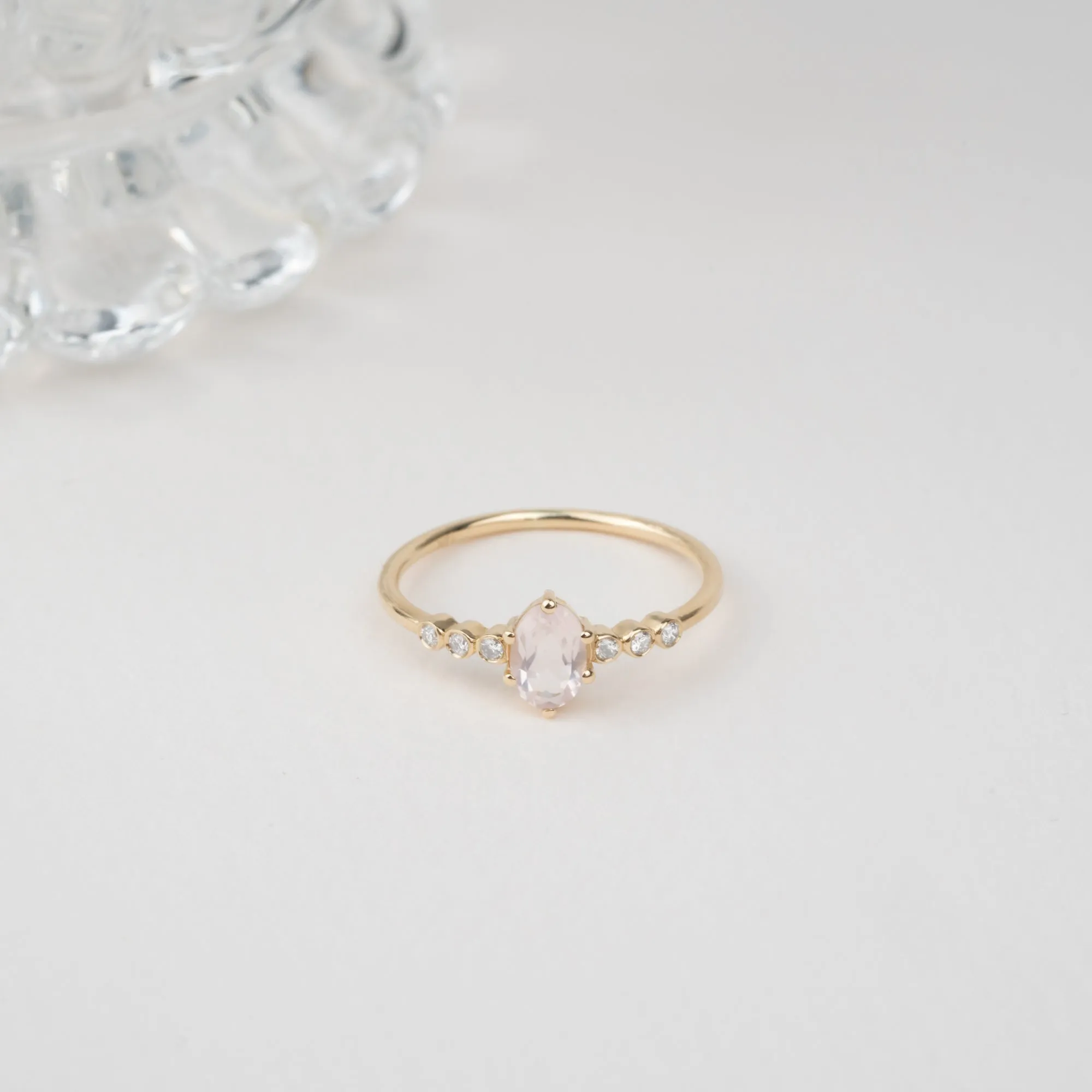 Rose Quartz and Diamond Engagement Ring, Genevieve