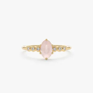Rose Quartz and Diamond Engagement Ring, Genevieve