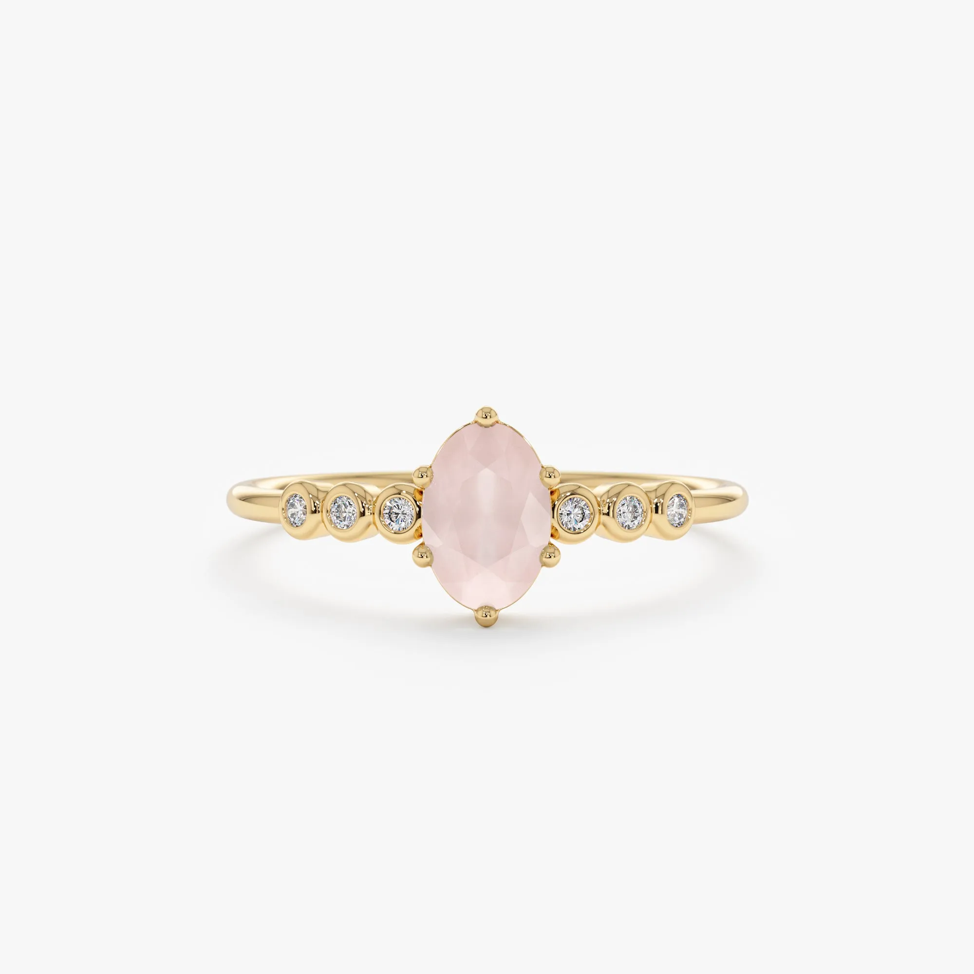 Rose Quartz and Diamond Engagement Ring, Genevieve
