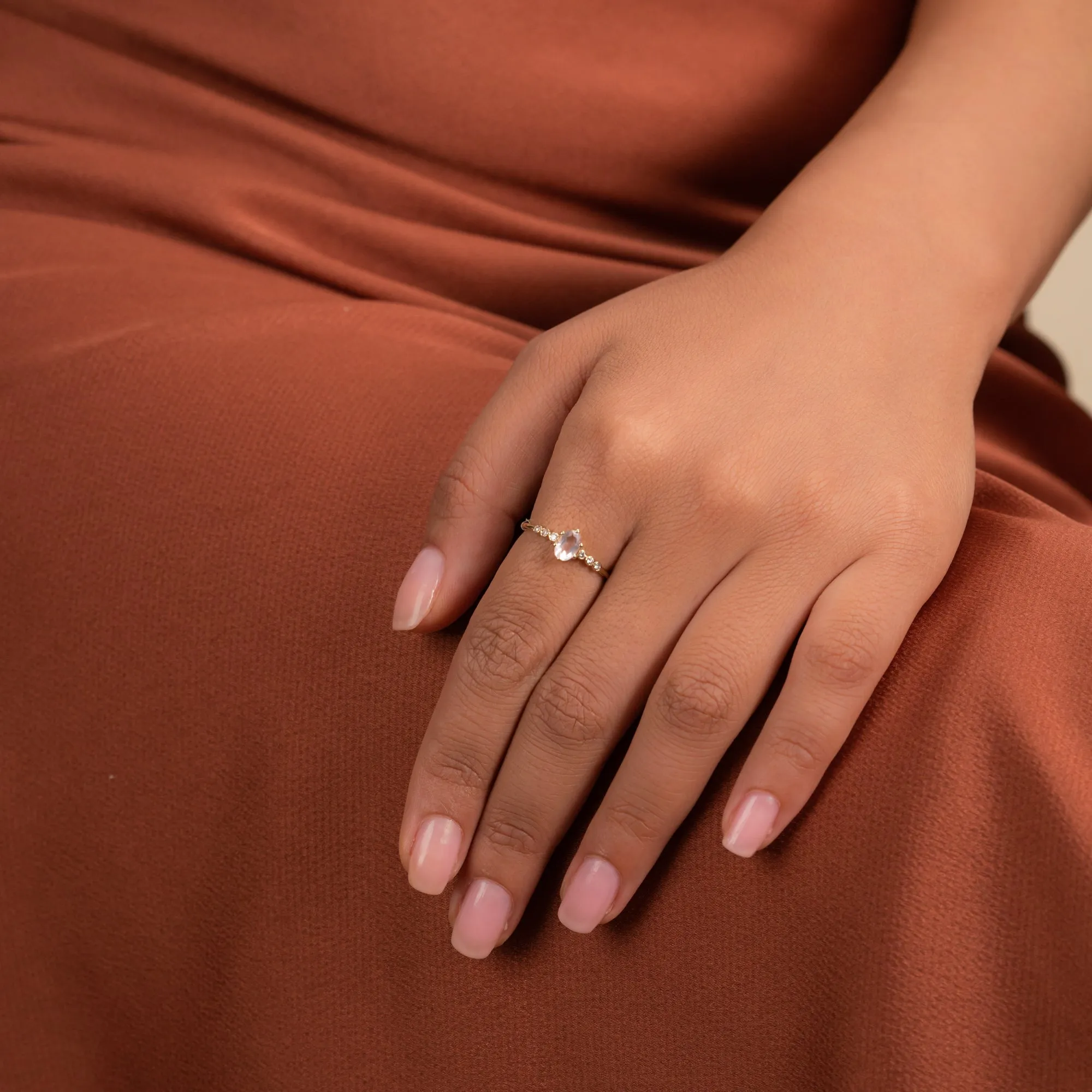 Rose Quartz and Diamond Engagement Ring, Genevieve