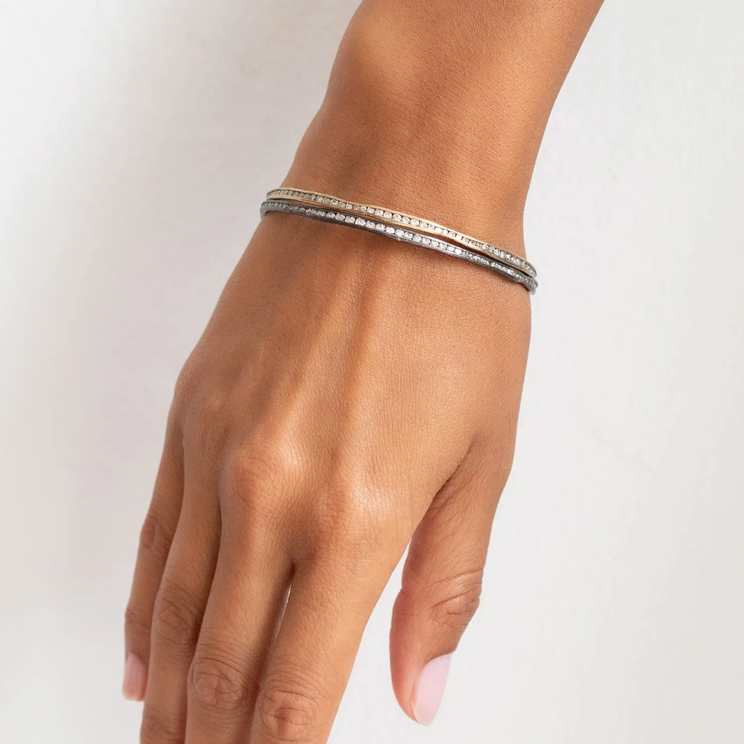 Silver & Diamond Fissure Bangle
