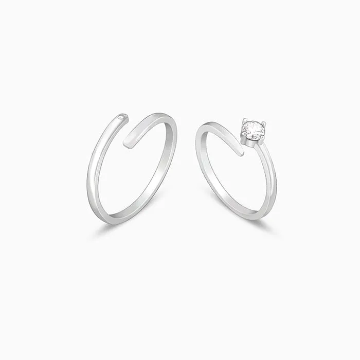 Silver Better TWOgether Couple Rings