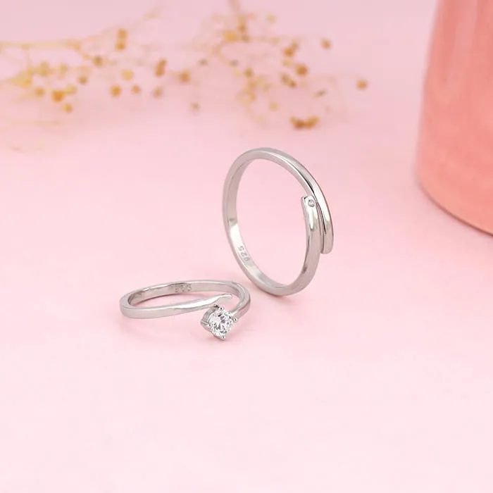 Silver Better TWOgether Couple Rings