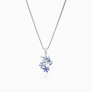 Silver Blue Ombre Pendant With Box Chain