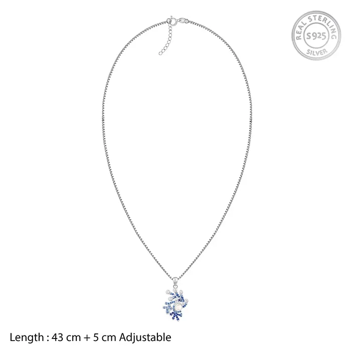 Silver Blue Ombre Pendant With Box Chain