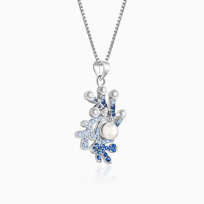 Silver Blue Ombre Pendant With Box Chain
