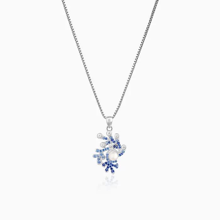 Silver Blue Ombre Pendant With Box Chain