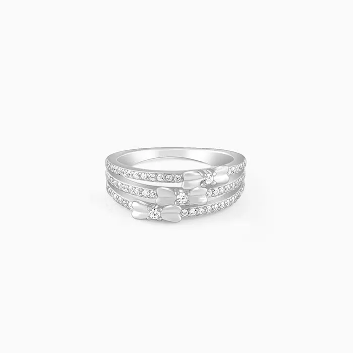 Silver Layered Bow Ring