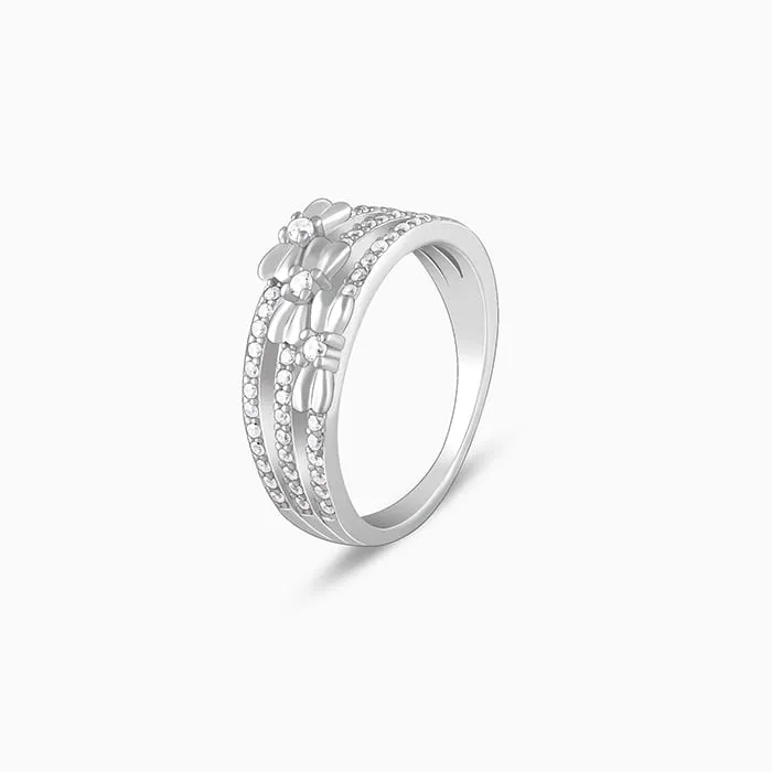 Silver Layered Bow Ring