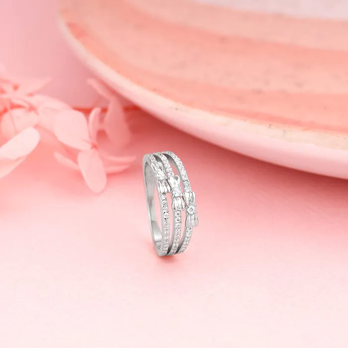 Silver Layered Bow Ring