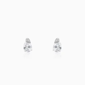 Silver Leafy Teardrop Earrings