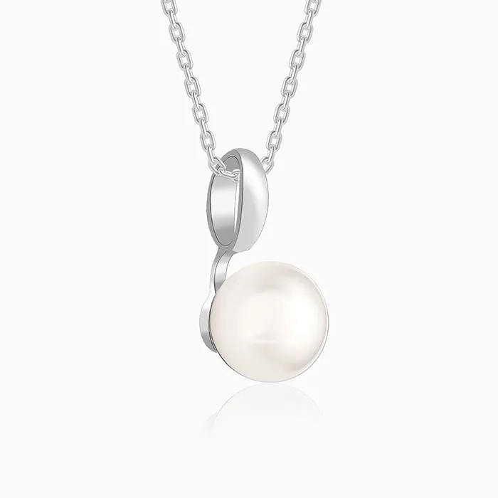 Silver Pearldise Pendant With Link Chain