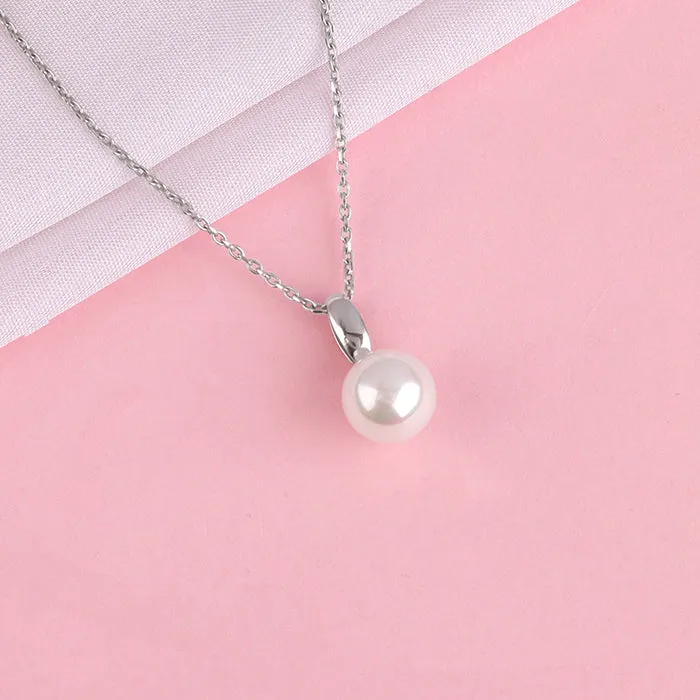 Silver Pearldise Pendant With Link Chain