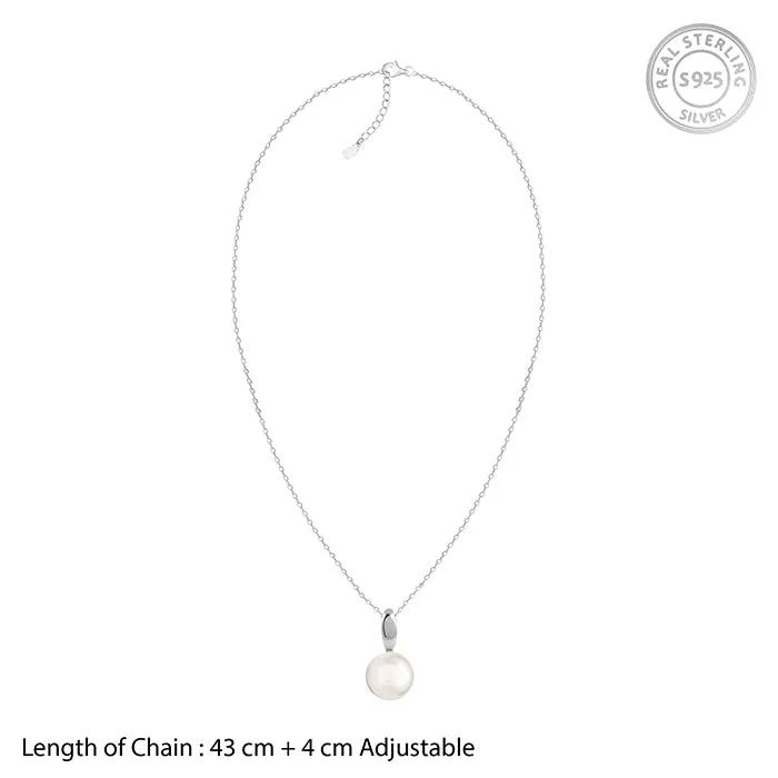 Silver Pearldise Pendant With Link Chain