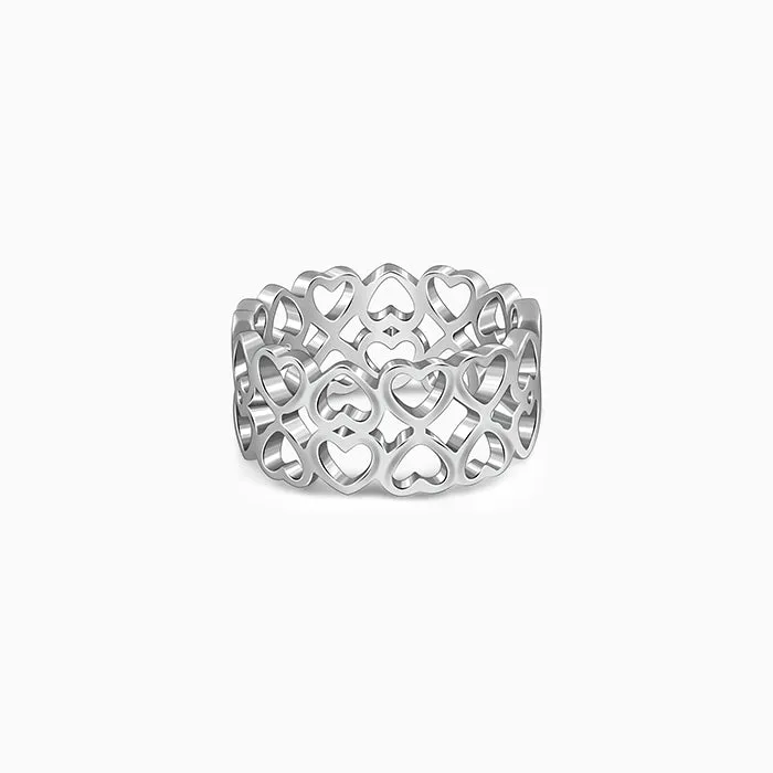 Silver Strong Heart Ring