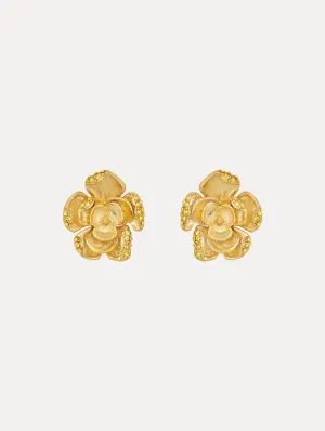 Small Pav?? Rose Earrings