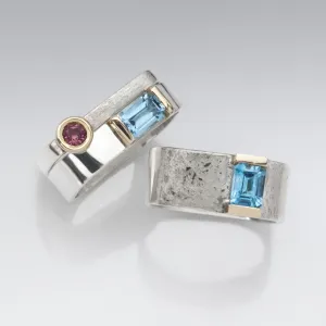 Stacking Bridge Ring Blue Topaz