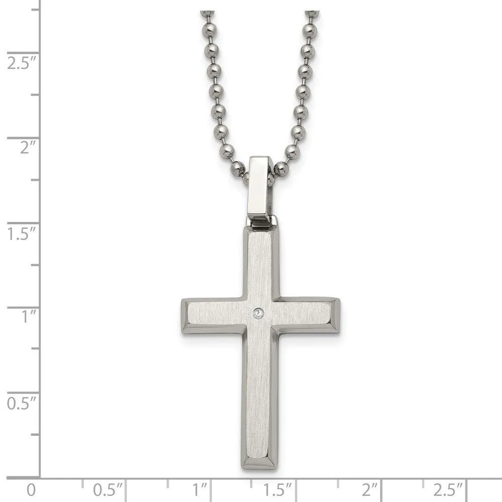 Stainless Steel Diamond Accent 22in Necklace