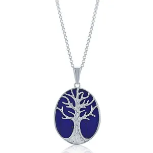 Sterling Silver Blue Lapis with Tree Pendant Chain
